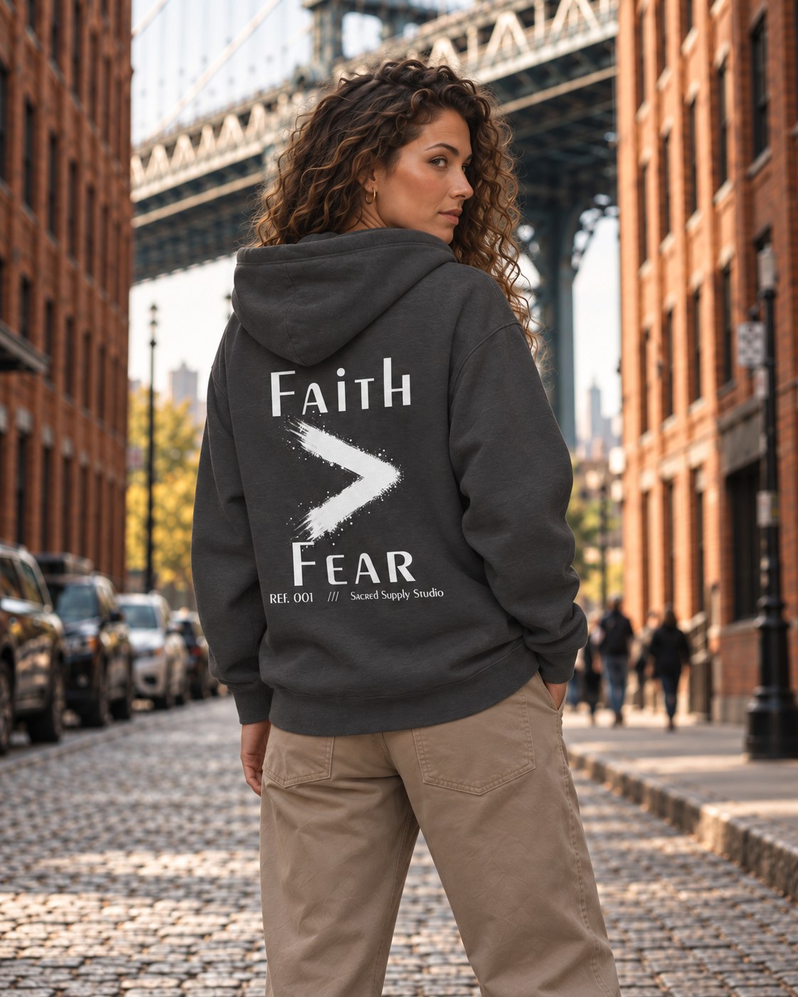 Faith Is Greater: Fear™ — Premium Christian Fleece Hoodie — Charcoal Heather