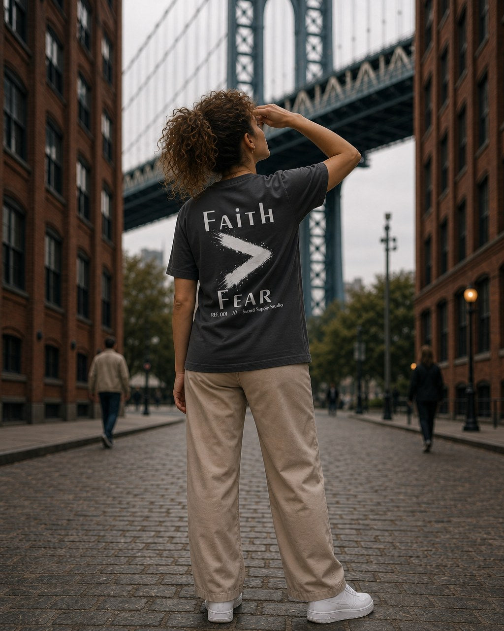 Faith Is Greater: Fear™ — Heavyweight Christian Tee — Shadow