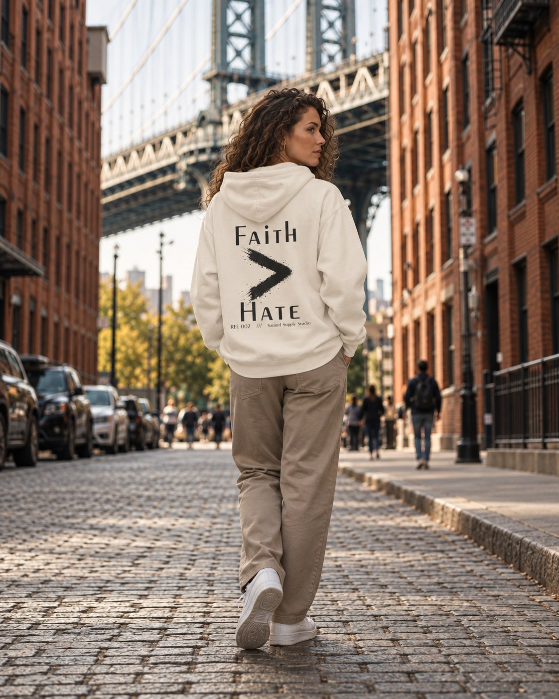 Faith Is Greater: Hate™ — Premium Christian Fleece Hoodie — Sandshell