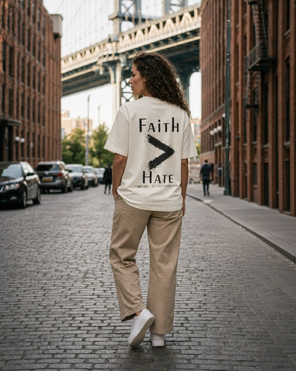 Faith Is Greater: Hate™ — Heavyweight Christian Tee — Cream