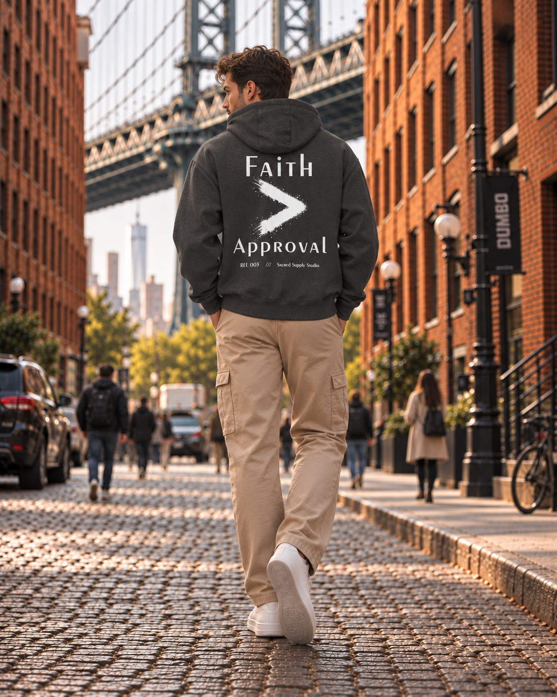 Faith > Approval — Heavyweight Christian Pullover Hoodie — Charcoal Heather