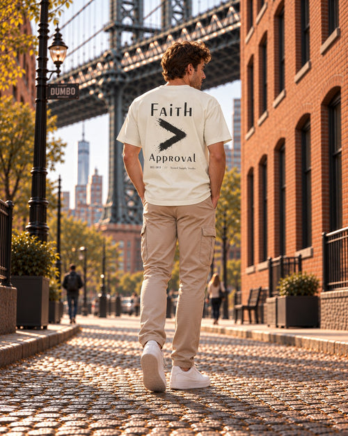 Faith > Approval — Heavyweight Christian Tee — Cream