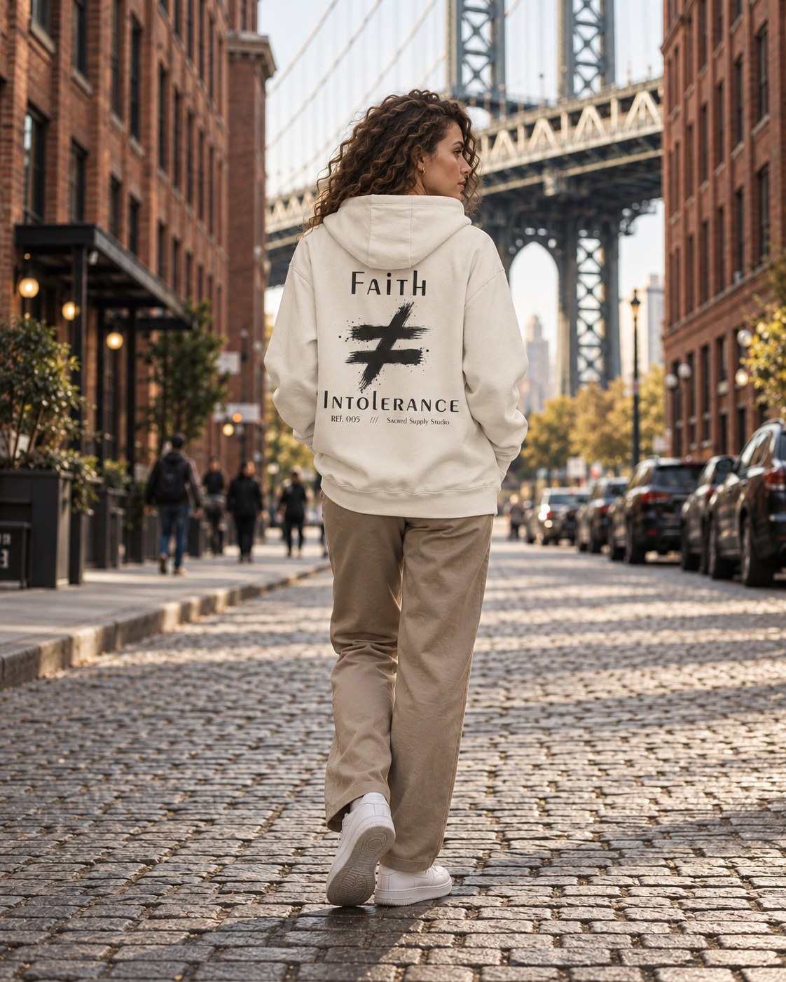 Faith Is Not: Intolerance™ — Premium Christian Fleece Hoodie — Sandshell