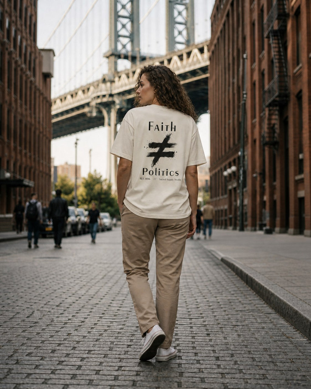 Faith ≠ Politics — Heavyweight Christian Tee — Cream