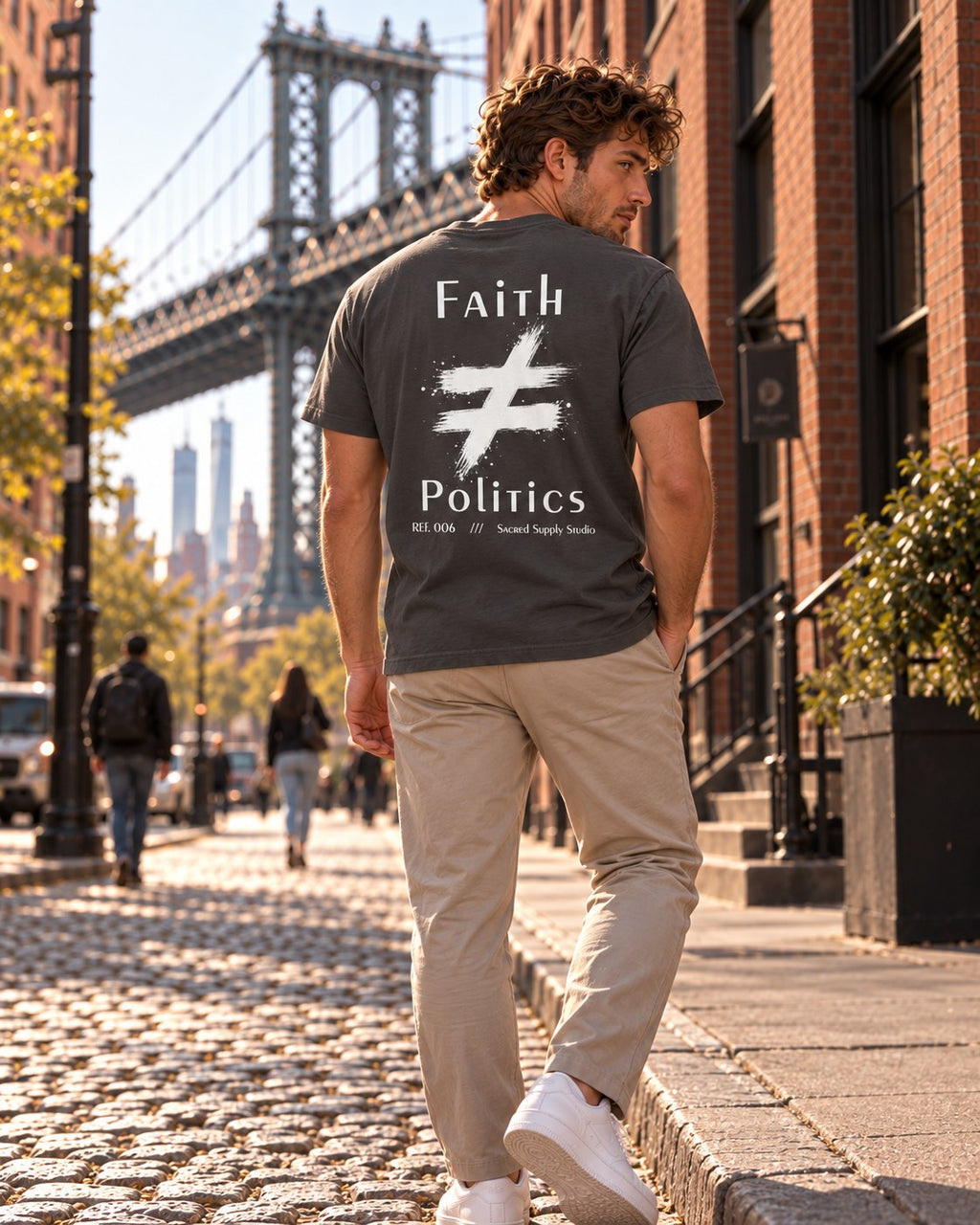 Faith ≠ Politics — Heavyweight Christian Tee — Shadow