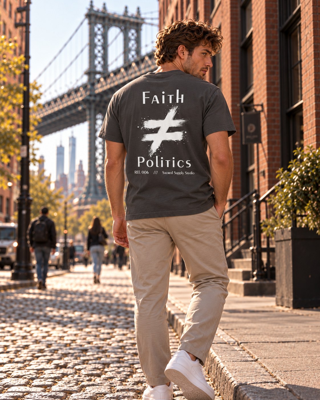 Faith ≠ Politics — Heavyweight Christian Tee — Shadow