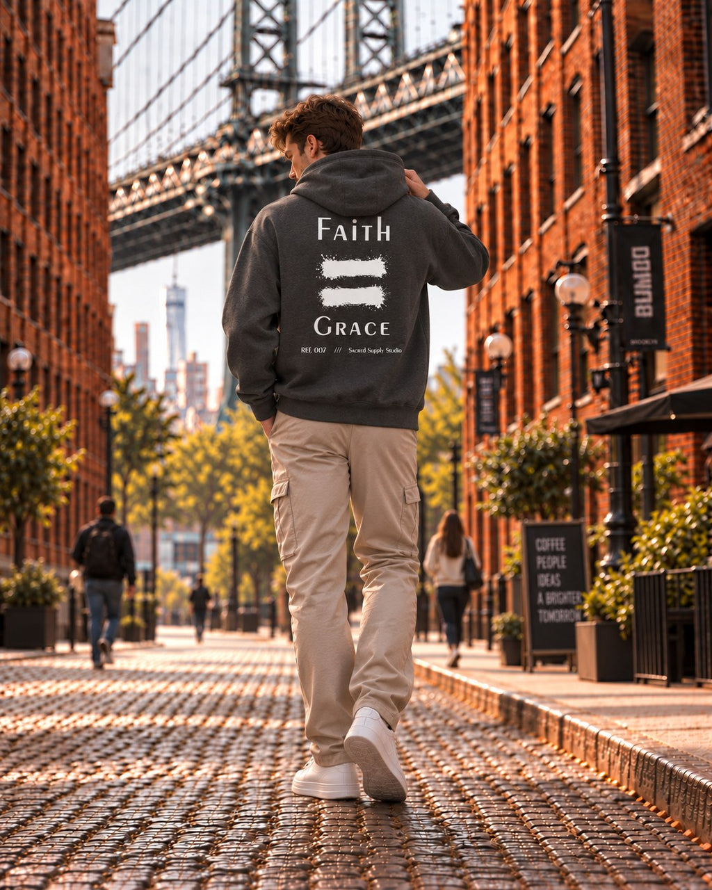 Faith Is: Grace™ — Premium Christian Fleece Hoodie — Charcoal Heather