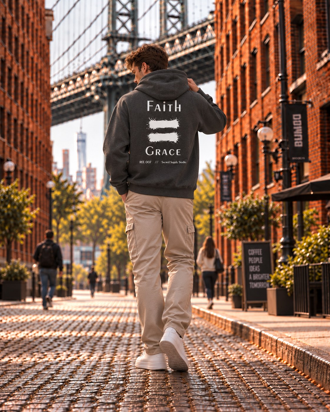 Faith Is: Grace™ — Premium Christian Fleece Hoodie — Charcoal Heather