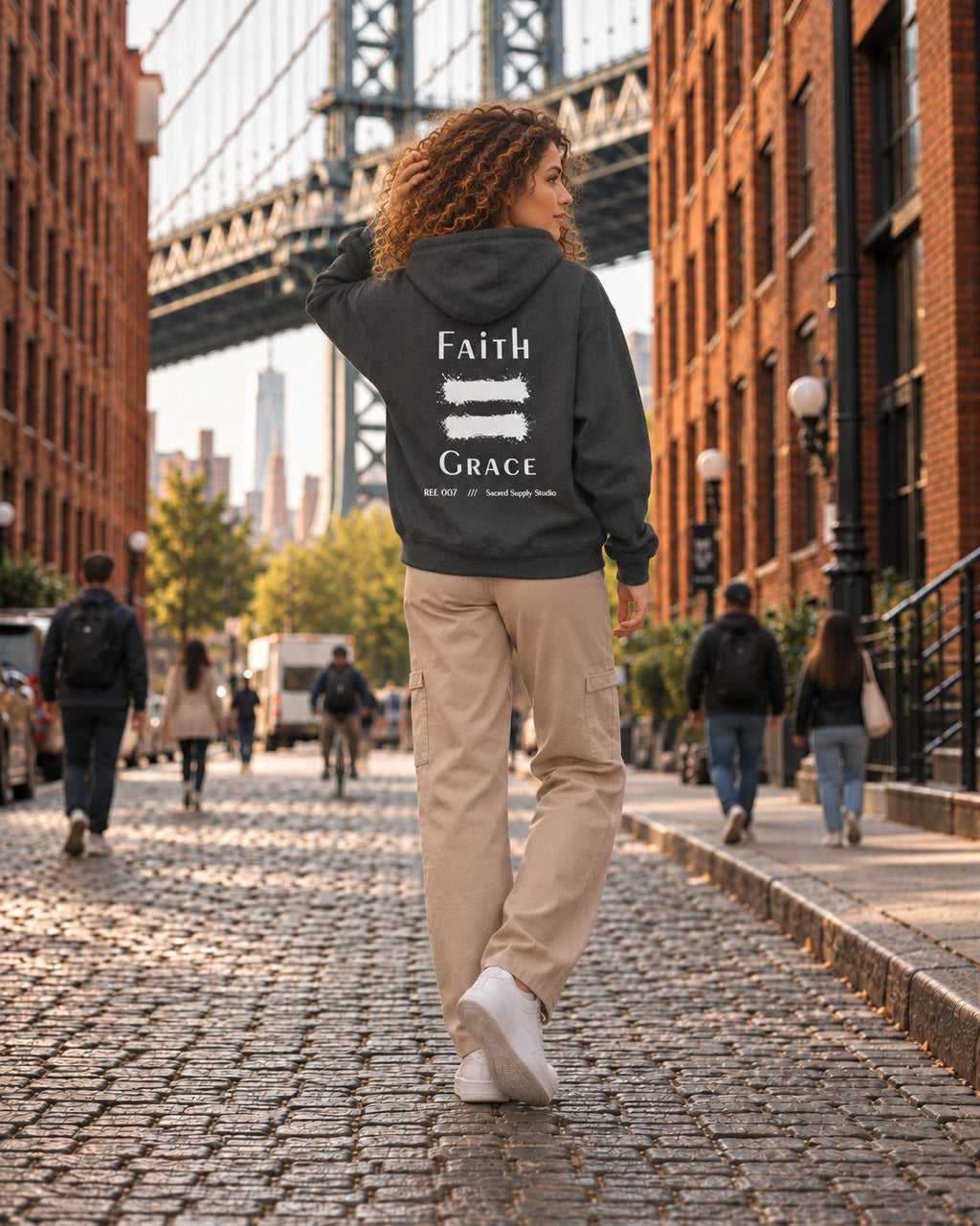 Faith Is: Grace™ — Premium Christian Fleece Hoodie — Charcoal Heather
