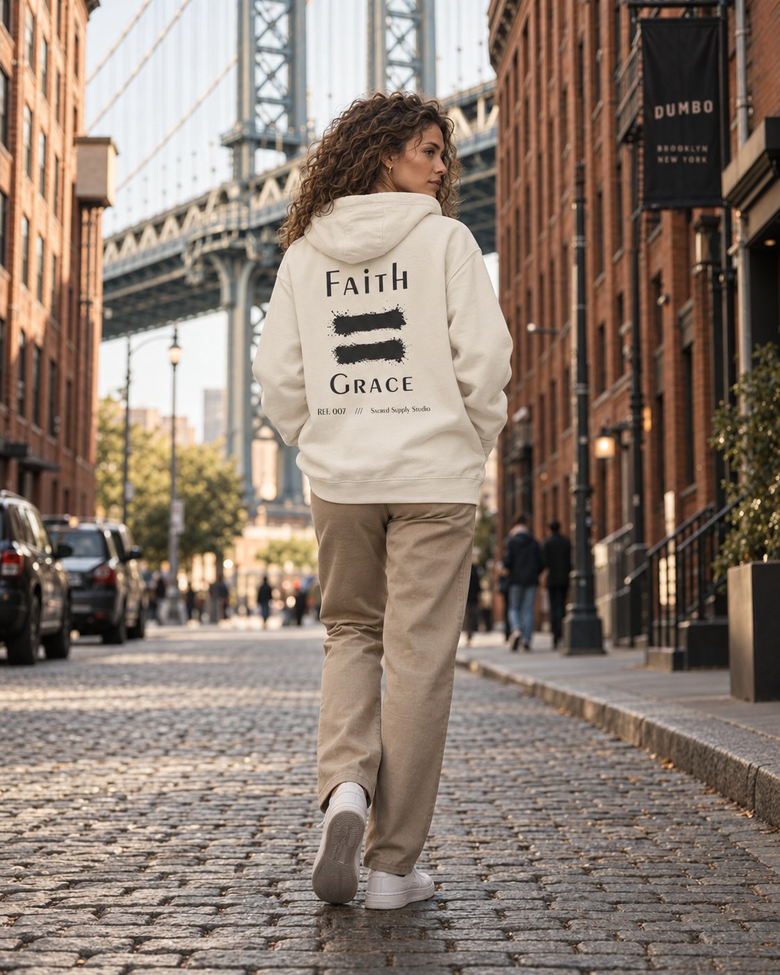 Faith Is: Grace™ — Premium Christian Fleece Hoodie — Sandshell