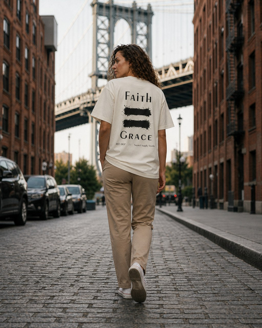 Faith Is: Grace™ — Heavyweight Christian Tee — Cream