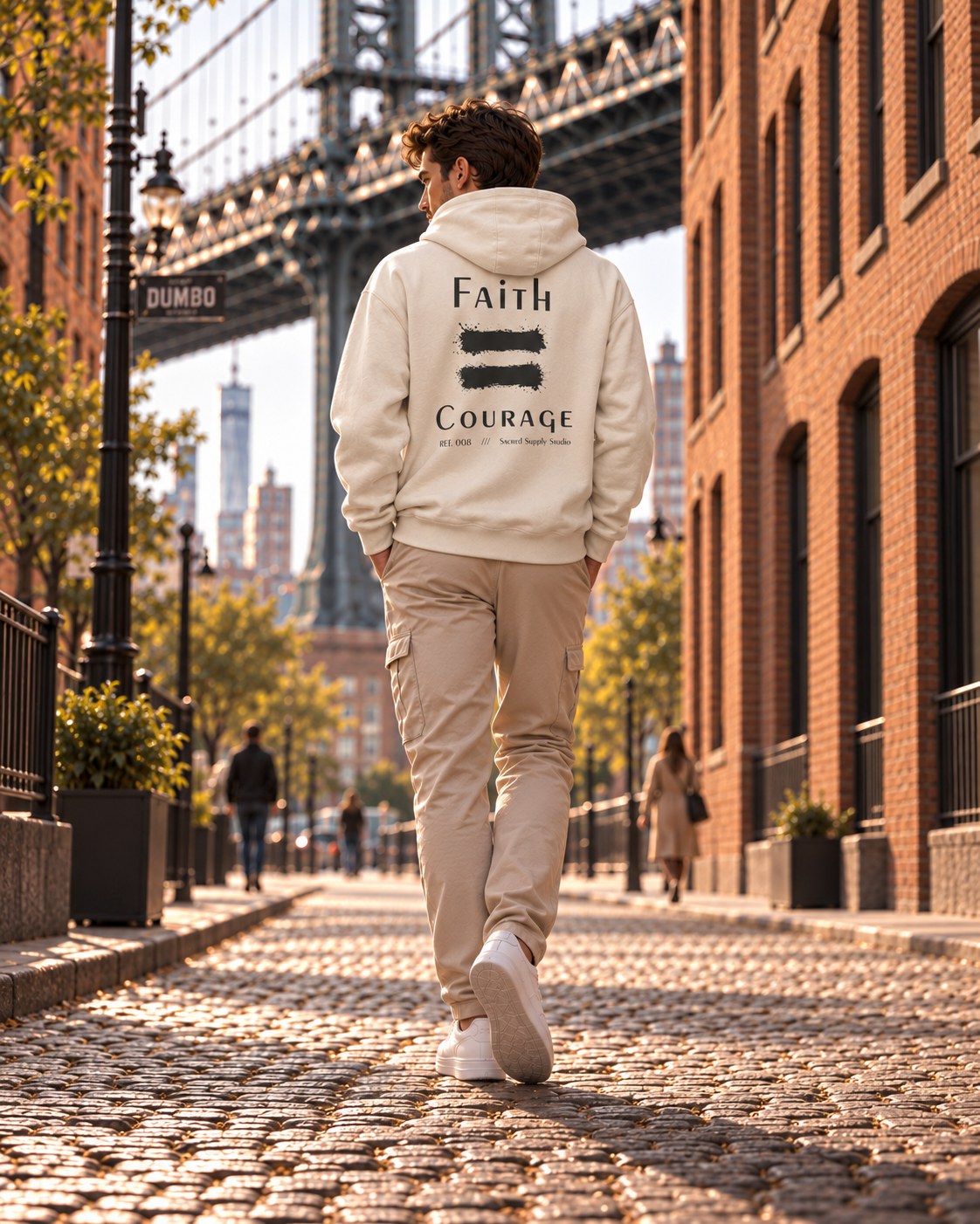 Faith Is: Courage™ — Premium Christian Fleece Hoodie — Sandshell