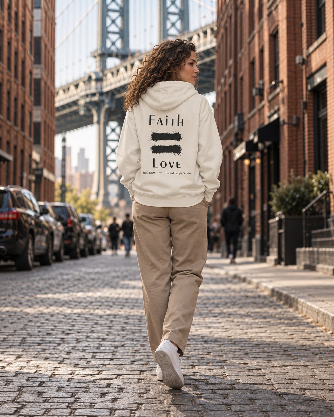 Faith Is: Love™ — Premium Christian Fleece Hoodie — Sandshell