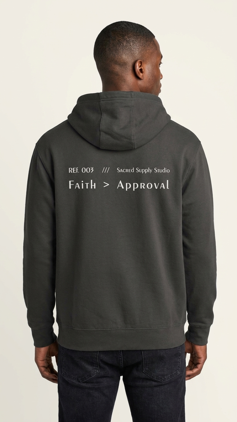 Faith > Approval — Heavyweight Pullover Hoodie | Sacred Supply Studio