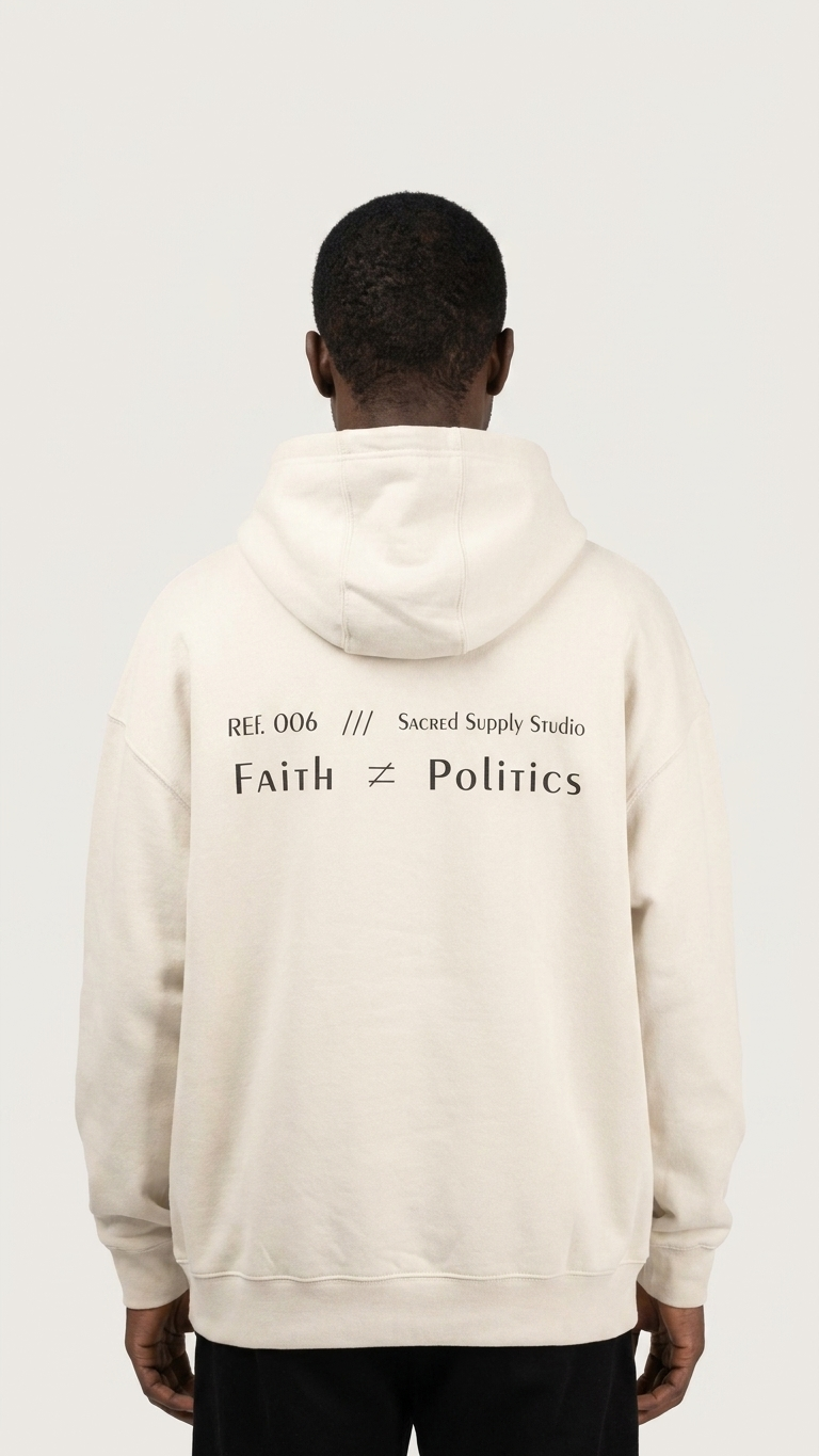 Faith ≠ Politics — Heavyweight Pullover Hoodie | Sacred Supply Studio