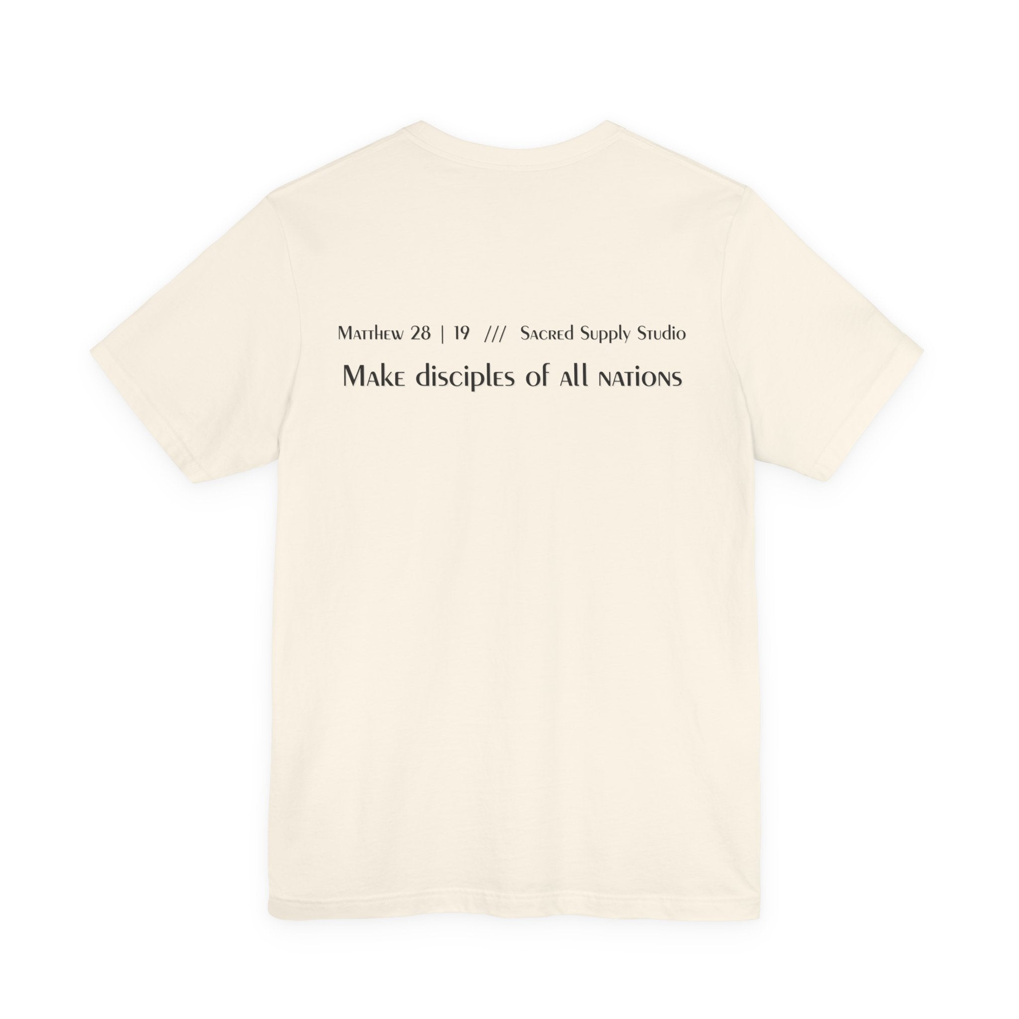 Sacred Mission Great Commission tee lifestyle — faith apparel that gives back