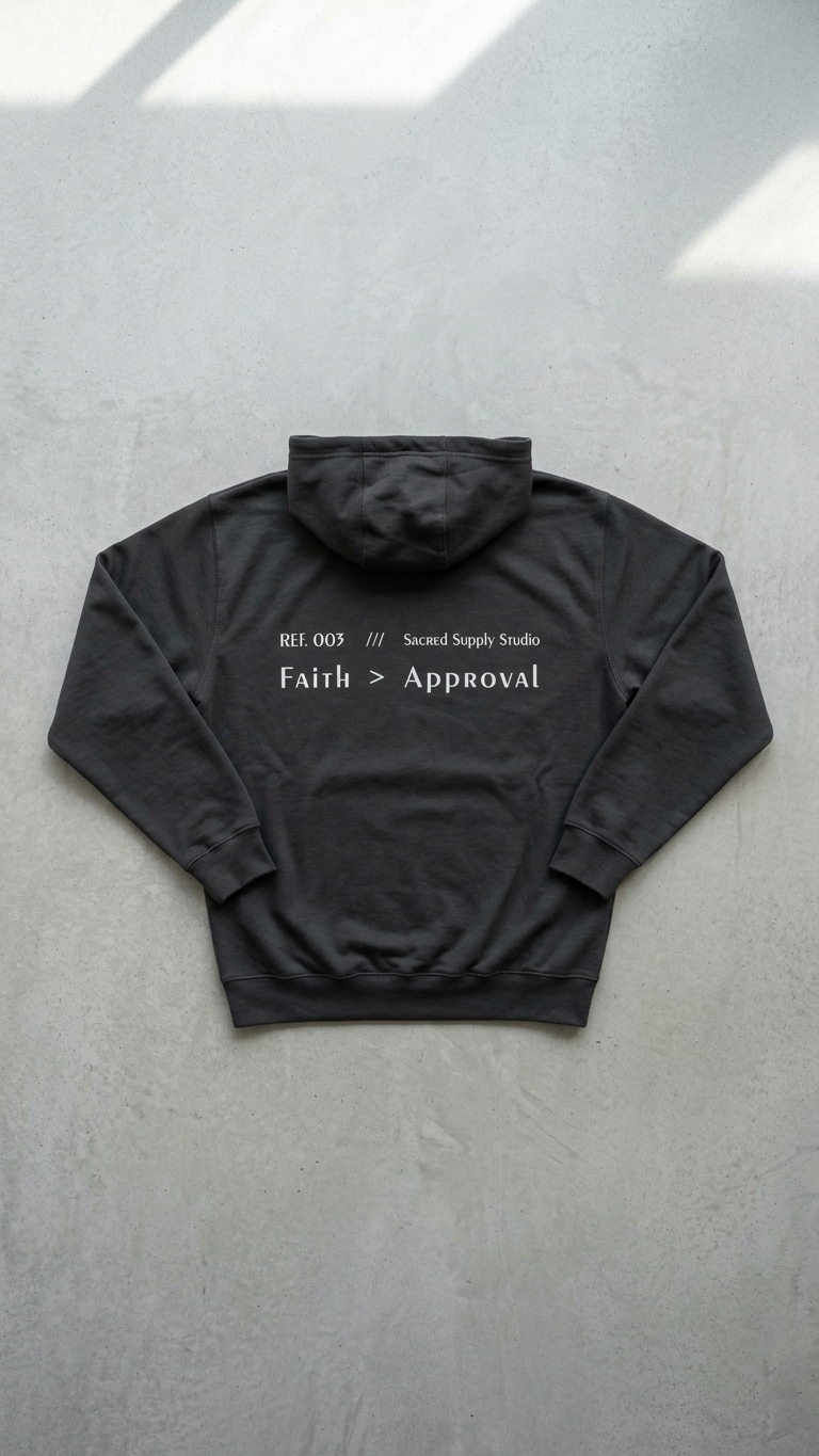 Faith > Approval — Heavyweight Pullover Hoodie | Sacred Supply Studio