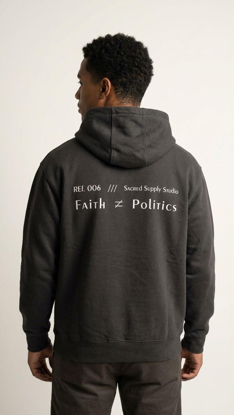 Faith ≠ Politics — Heavyweight Pullover Hoodie | Sacred Supply Studio
