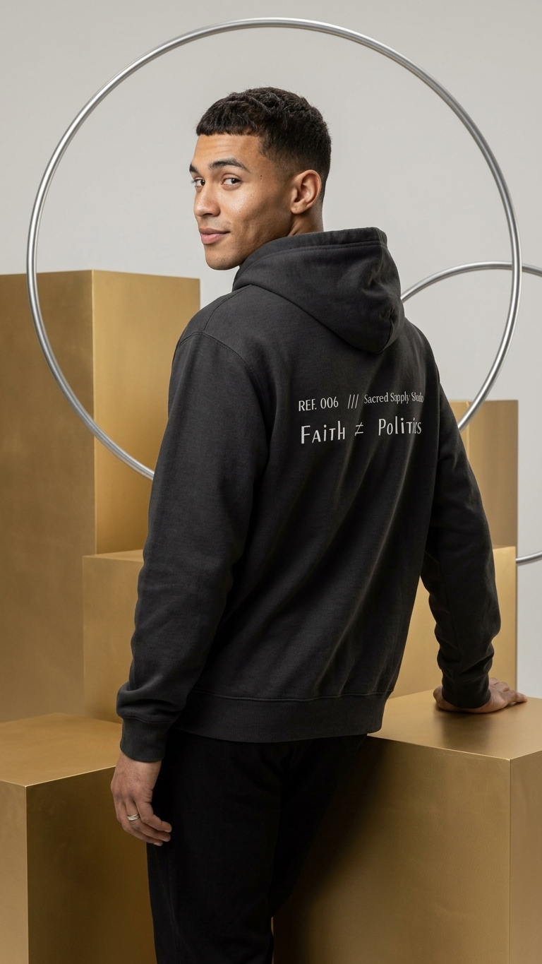Faith ≠ Politics — Heavyweight Pullover Hoodie | Sacred Supply Studio