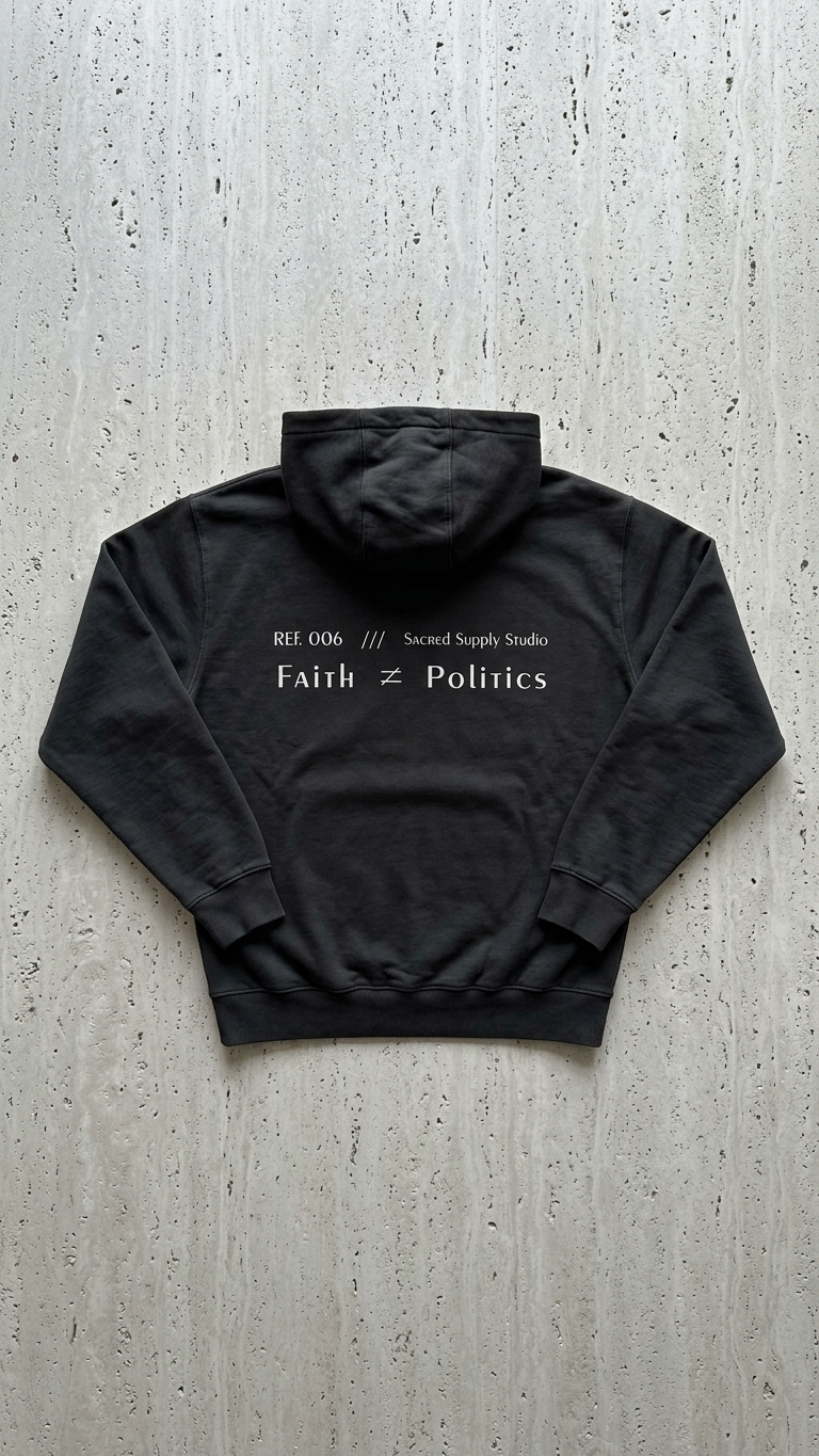 Faith ≠ Politics — Heavyweight Pullover Hoodie | Sacred Supply Studio