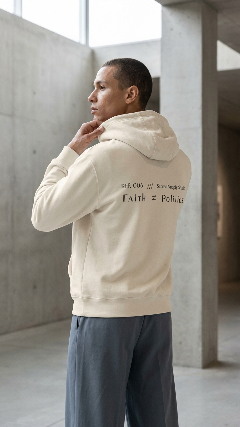 Faith ≠ Politics — Heavyweight Pullover Hoodie | Sacred Supply Studio